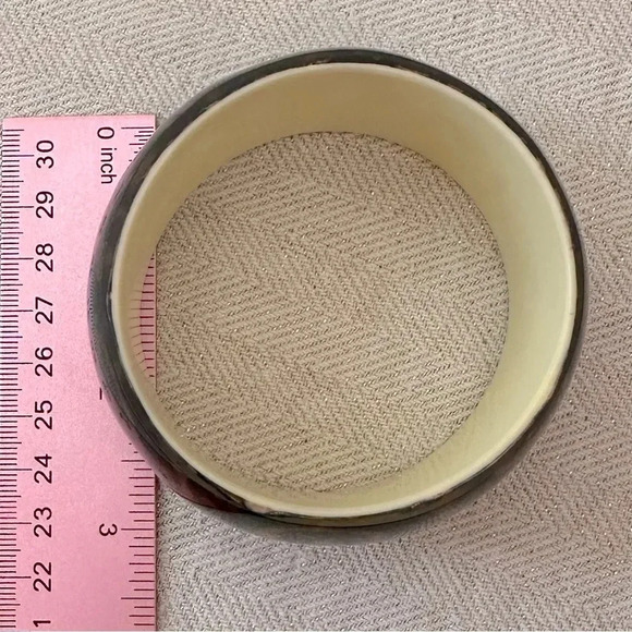 Lucite Acrylic Bangle Bracelet Brown & Turquoise Bohemian Swirls - Picture 5 of 10